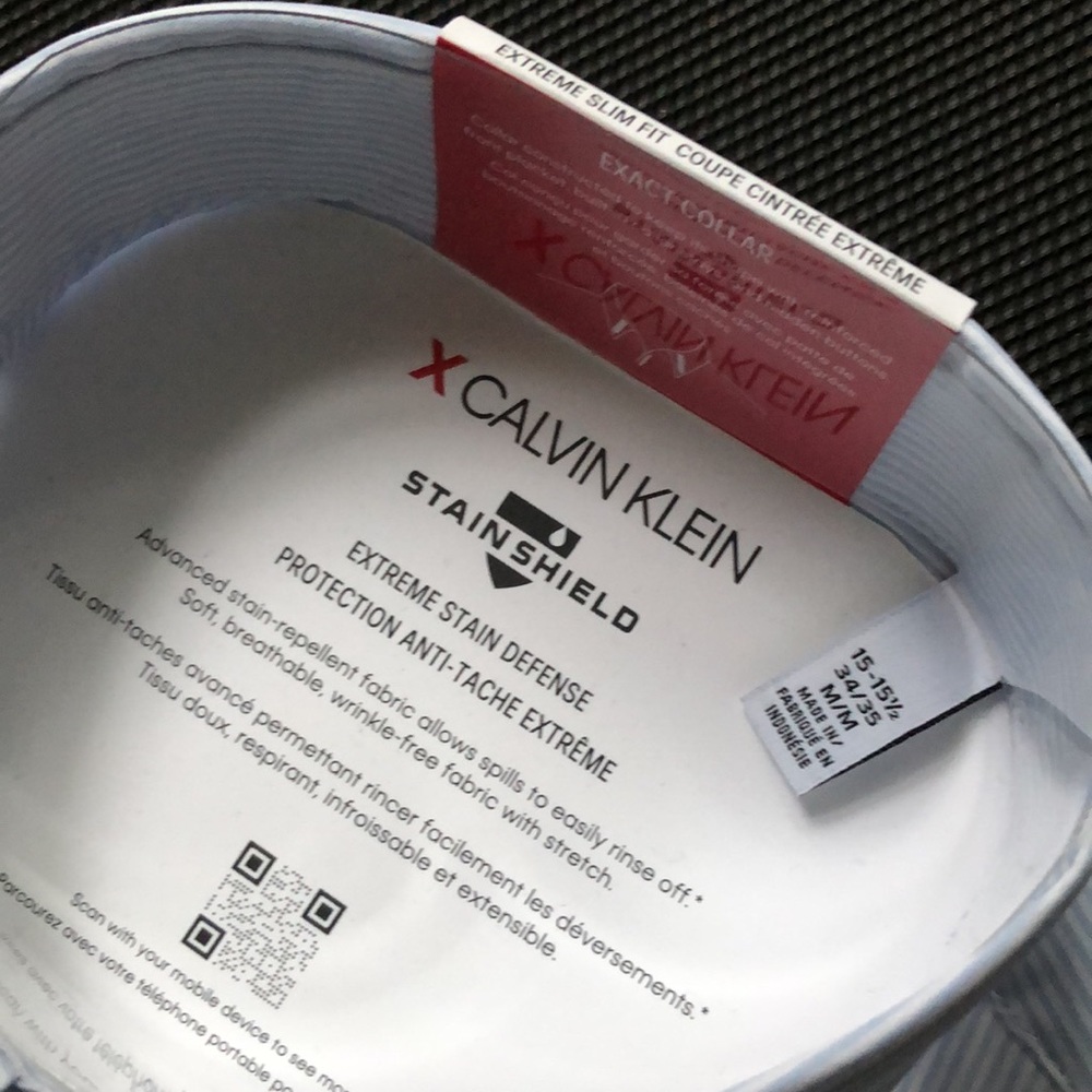 NWT CALVIN KLEIN Stainshield Extreme Slim 15-15 1/2 34/35 M